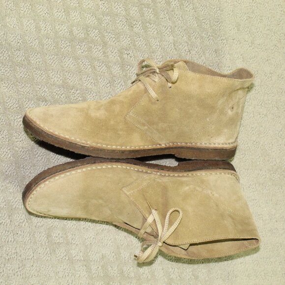 J Crew MacAlister Suede Chukka Boots Mens 12 Made In Italy Tan Lace-Up Casual - Picture 3 of 7